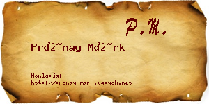Prónay Márk névjegykártya